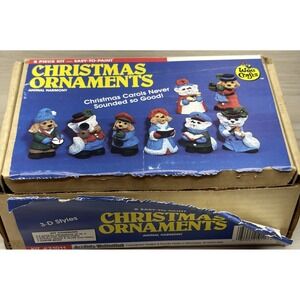 Vintage Wee Crafts Christmas Ornaments Paint Kit Animal Harmony 8 Pc